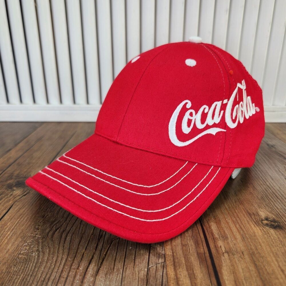 K-Products Coca-Cola Spell-Out Script Logo Dad Hat Red Soft Drink Baseball Cap
